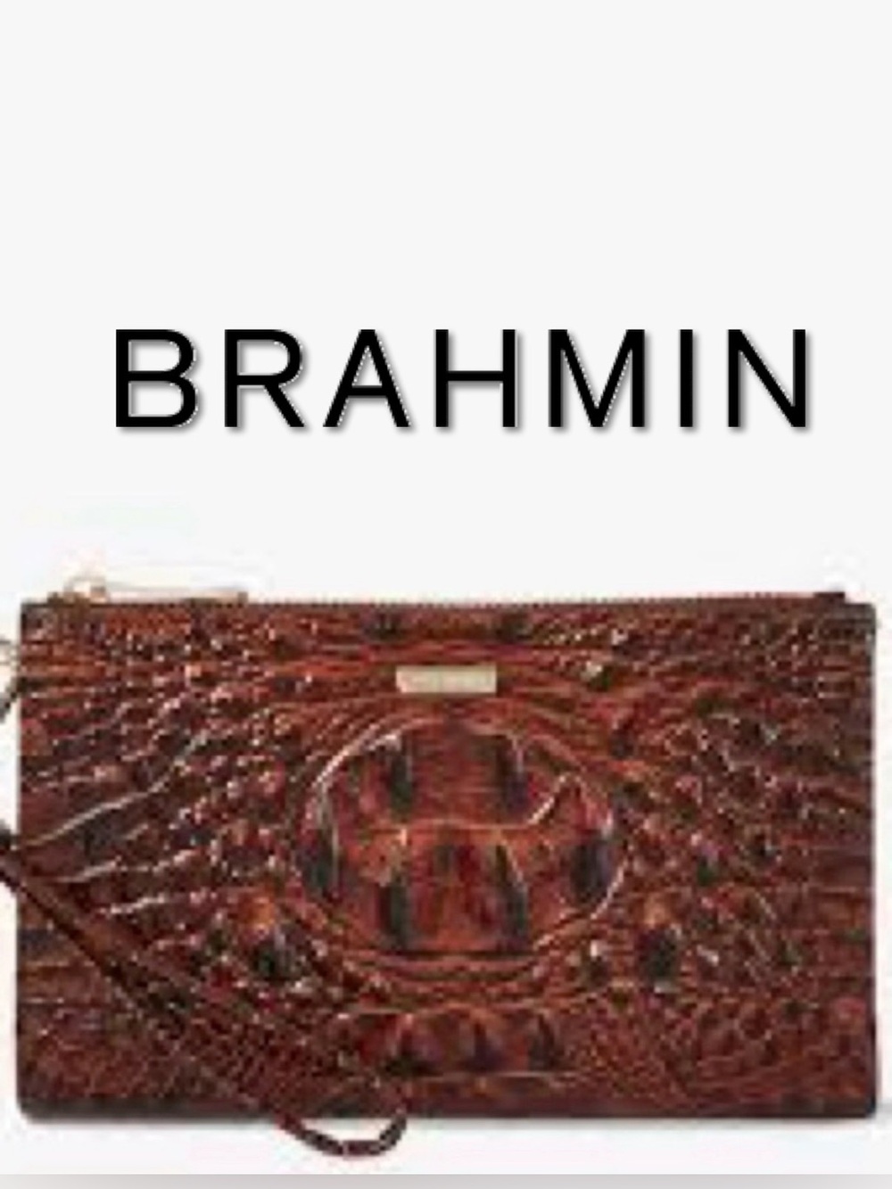 Brahmin “Daisy” Genuine Crocodile-Embossed Cowhide Leather Wristlet